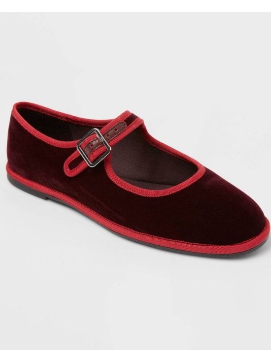Target Shoes - TARGET x Universal Thread Halston Velvet Maroon Mary Jane Ballet Flats [Size 6]